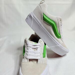 Vans Knu Stack Skate Shoes White Green Lace Up Platform Sneakers Womens Sz 9